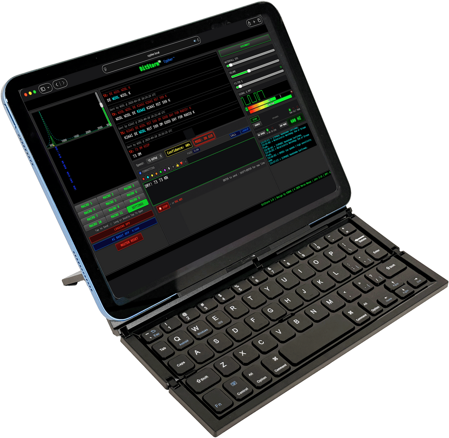 PreppComm Folding Bluetooth Keyboard with Stand